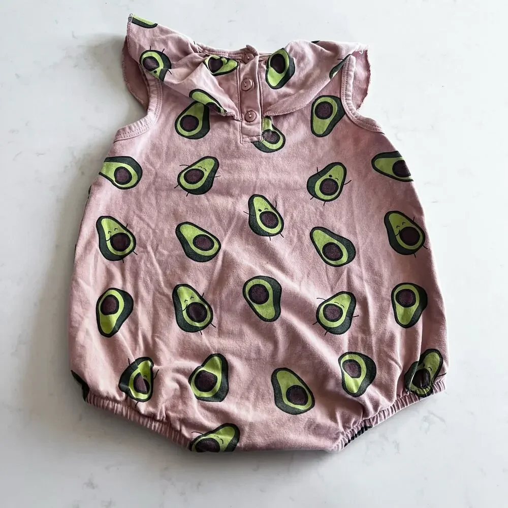 Pompomme baby girls avocado print bubble romper summer one piece size 12 months